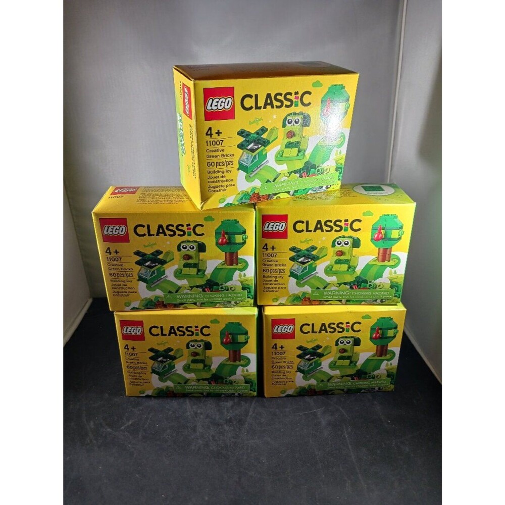 5 Boxes LEGO Classic Creative Green Bricks 60 Piece Building Toy #11007 4+